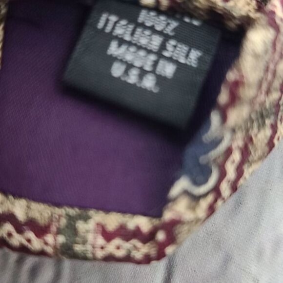 Vintage Italian Silk Blue Flower Basket Weave Tie - Picture 3 of 10